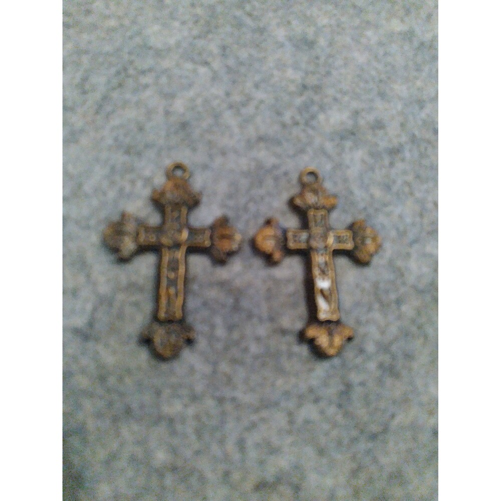 Vintage Bronze Ornate Christian Cross Pendants‎ Religious Jewelry Antique Style